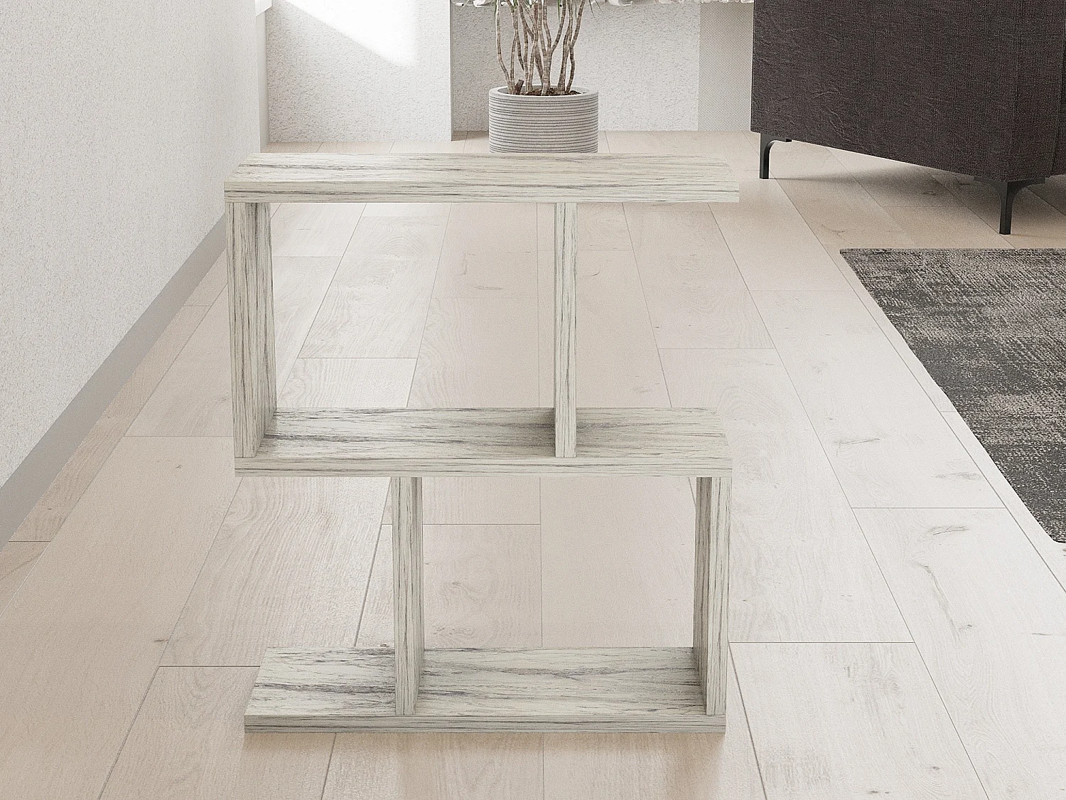 Couchtisch Tarzo, 2 Fächer, 45x17x51h cm Beige Marmor, Rechteckig, Farbverlauf Tischplatte Marmor