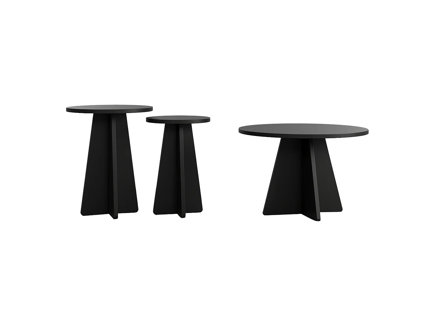 Tavolino da Salotto Dorina, set 2 Pezzi, 40x40x50h cm Nero, Forma Rotondo, Materiale Piano in Legno Nobilitato