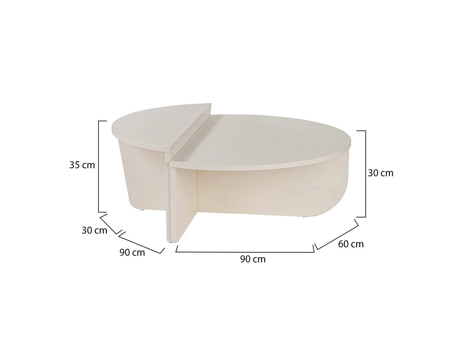 Table basse Feyre, Charge max 15 kg, 60x90x35h cm Blanc