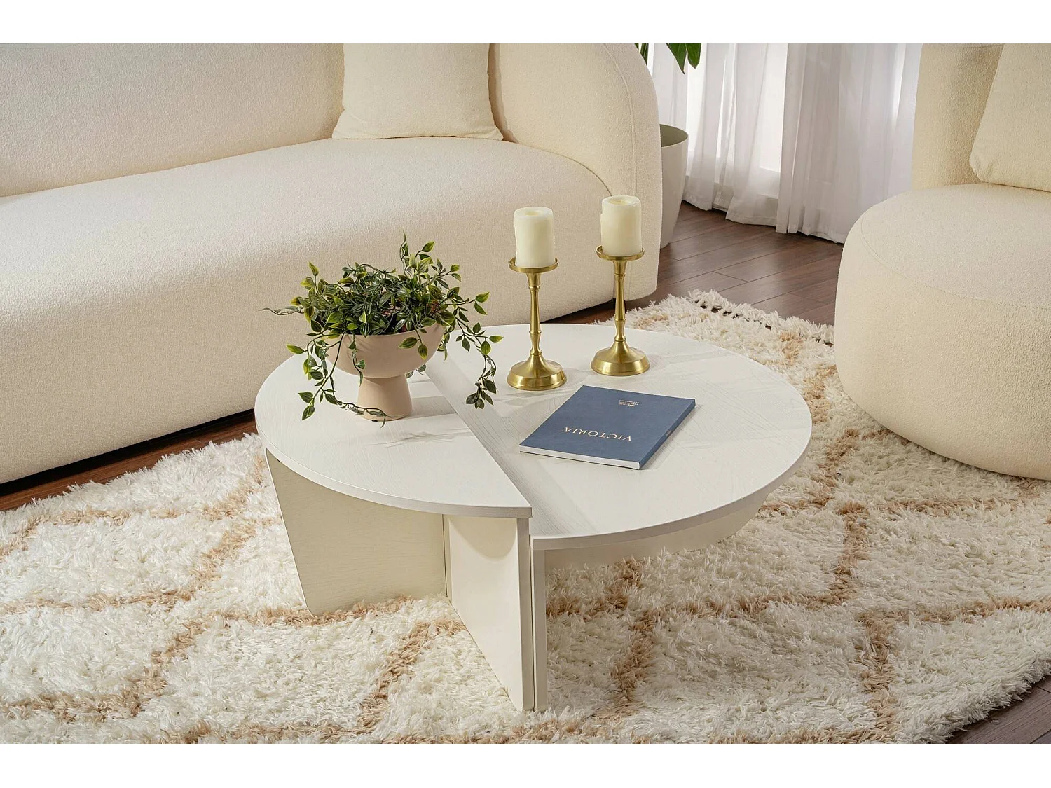 Table basse Feyre, Charge max 15 kg, 60x90x35h cm Blanc