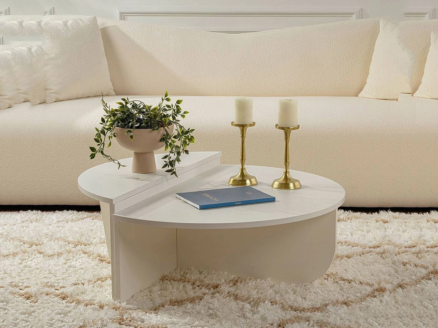 Table basse Feyre, Charge max 15 kg, 60x90x35h cm Blanc