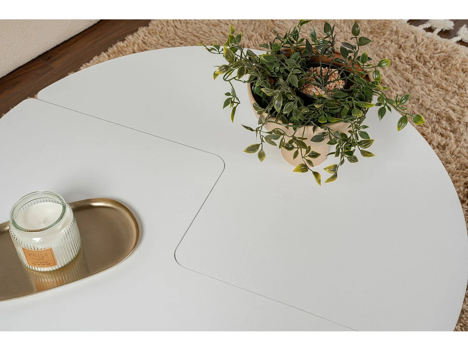 Salontafel Tairn, rond, 90x90x41h cm wit, blad van gemelamineerd hout, bladkleur wit