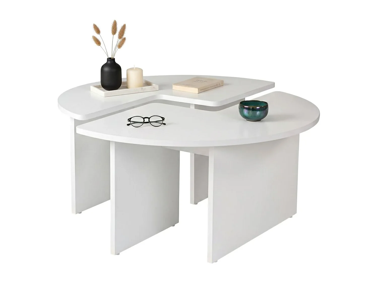 Salontafel Tairn, rond, 90x90x41h cm wit, blad van gemelamineerd hout, bladkleur wit