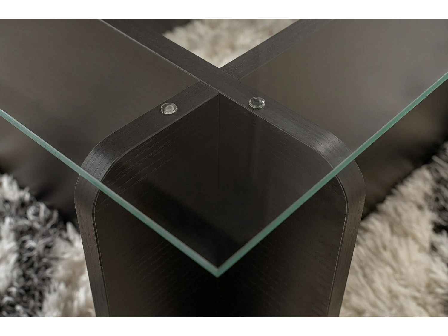 Salontafel Kallias, tijdschriftenhouder, 105x65x30h cm zwart, rechthoekig, glazen blad