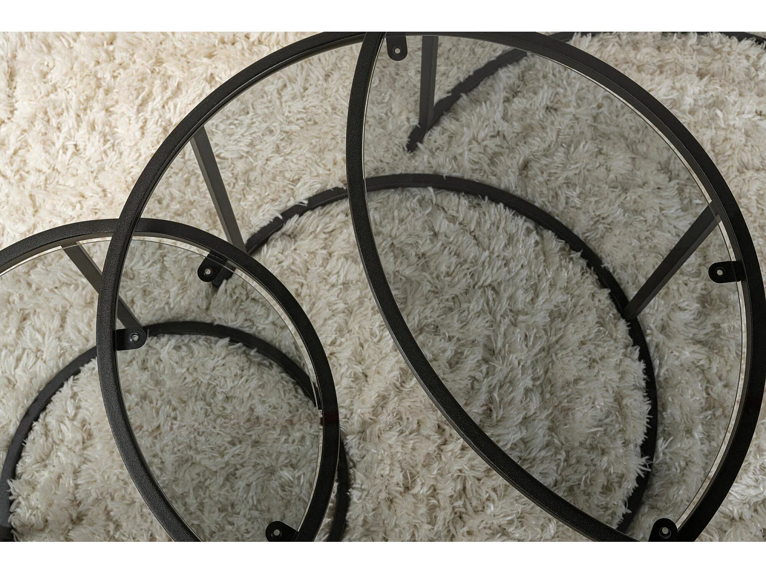 Rowan salontafel, ronde vorm, 80x80x43h cm zwart, glazen tafelblad, transparant onderblad