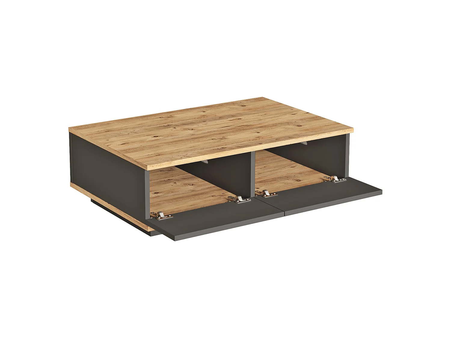 Tavolino da Salotto Babila, 2 Vani, 90x60x29h cm Marrone Rovere Nodi, Forma Rettangolare, Colore Ripiano Marrone