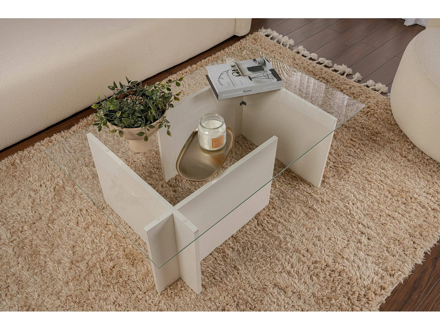 Table basse Azriel, Porte-revues, 65x105x40h cm Gris