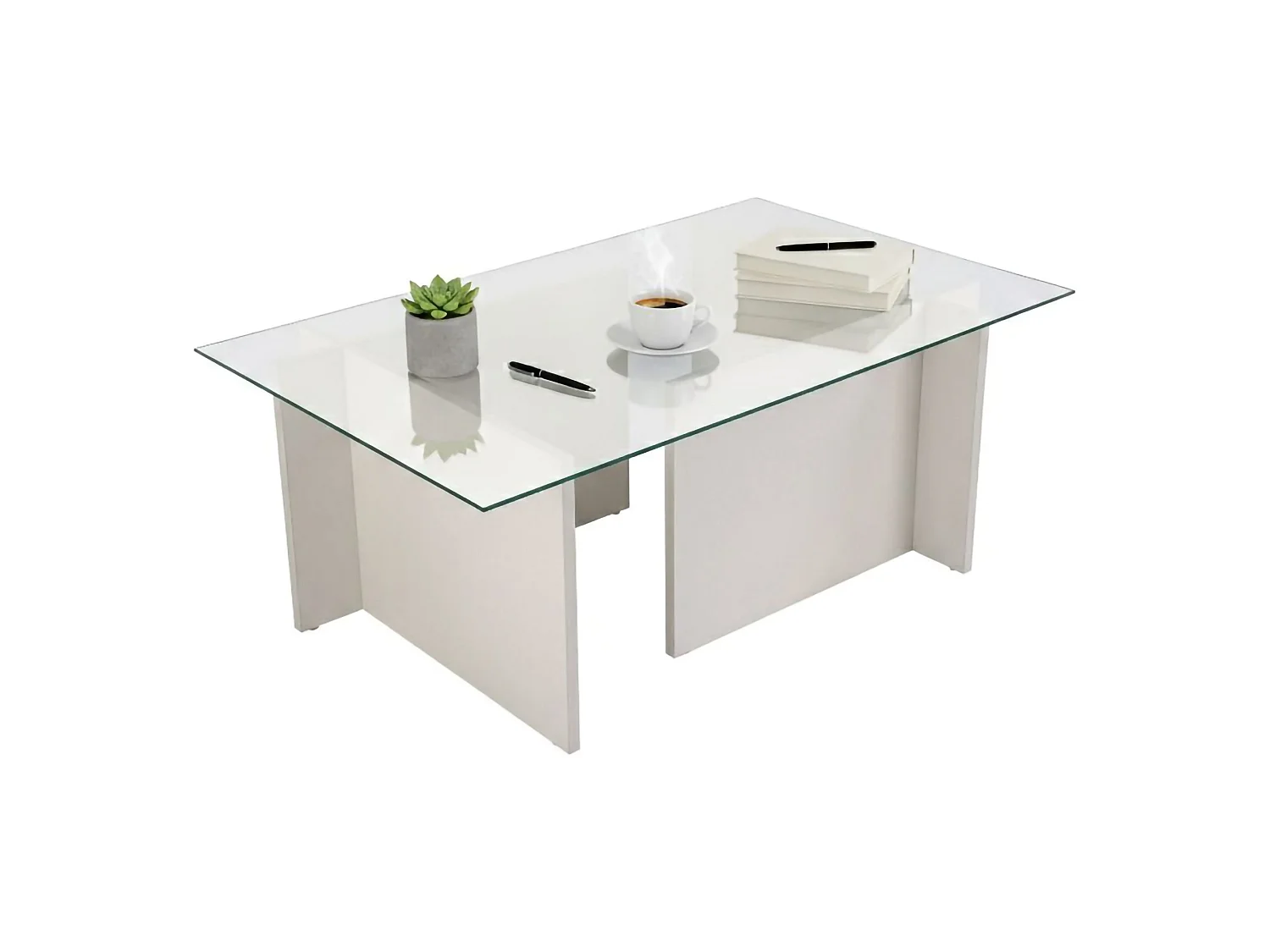 Table basse Azriel, Porte-revues, 65x105x40h cm Gris