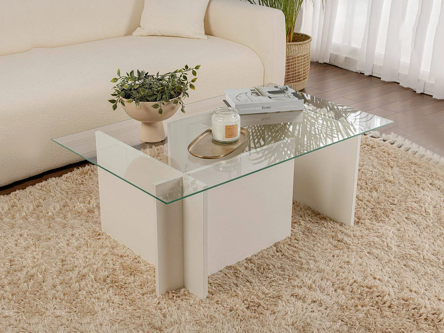 Table basse Azriel, Porte-revues, 65x105x40h cm Gris