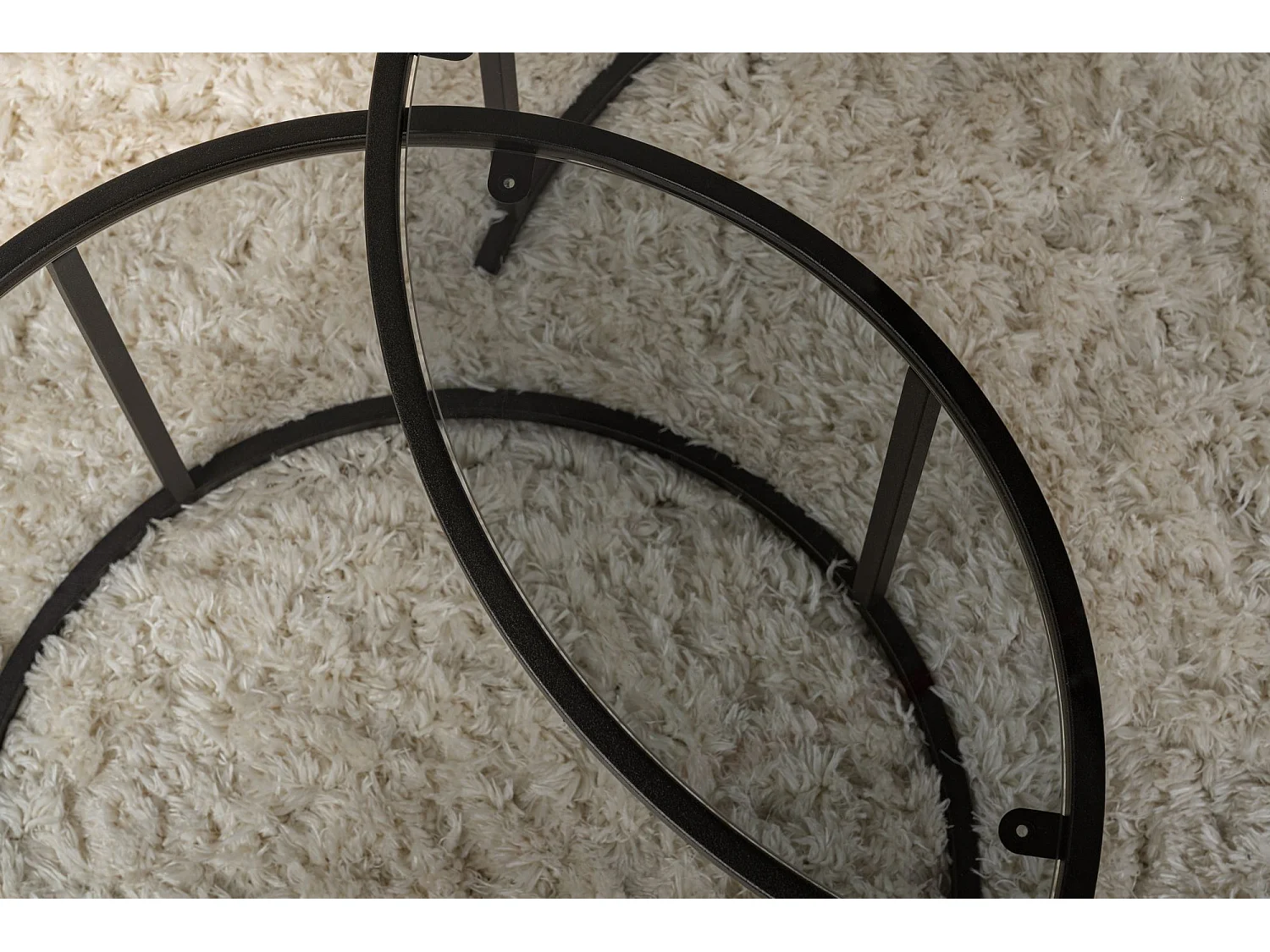 Tavolino da Salotto Lambrugo, Modulabile, 60x60x39h cm Nero, Forma Rotondo, Sfumatura Colore Ripiano Fume