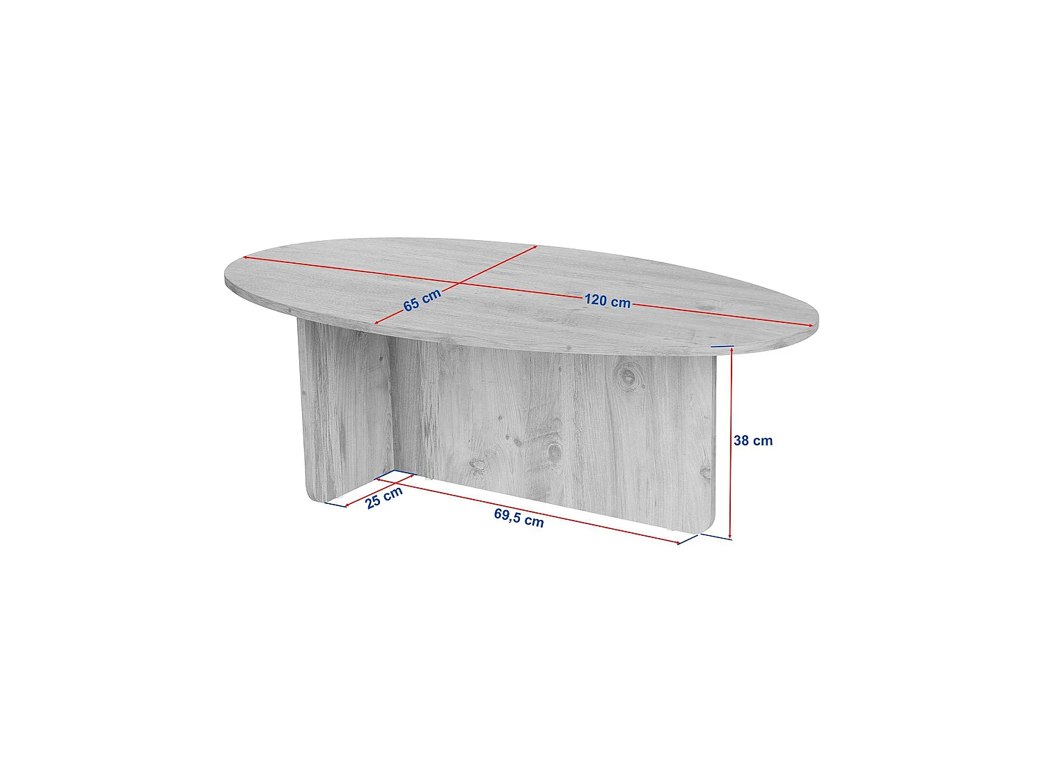 Couchtisch Parona, Ovalform, 120x65x40h cm Schwarz, Tischplatte aus Edelfurnier, Ablagefarbe Schwarz