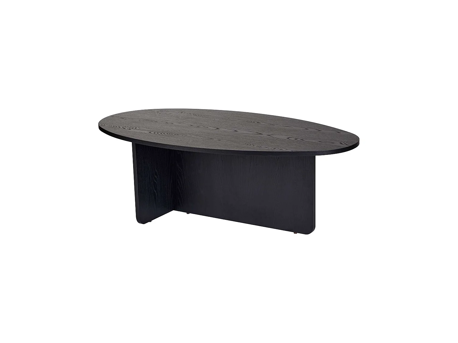 Couchtisch Parona, Ovalform, 120x65x40h cm Schwarz, Tischplatte aus Edelfurnier, Ablagefarbe Schwarz