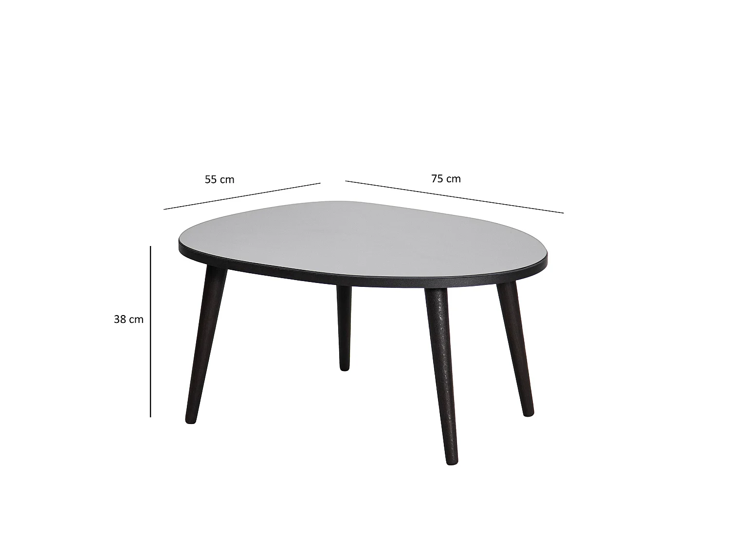 Couch-Tisch Frontone, Glasplatte, 75x55x38h cm Schwarz, oval, Glasplatte mit Rauchfarb-Effekt
