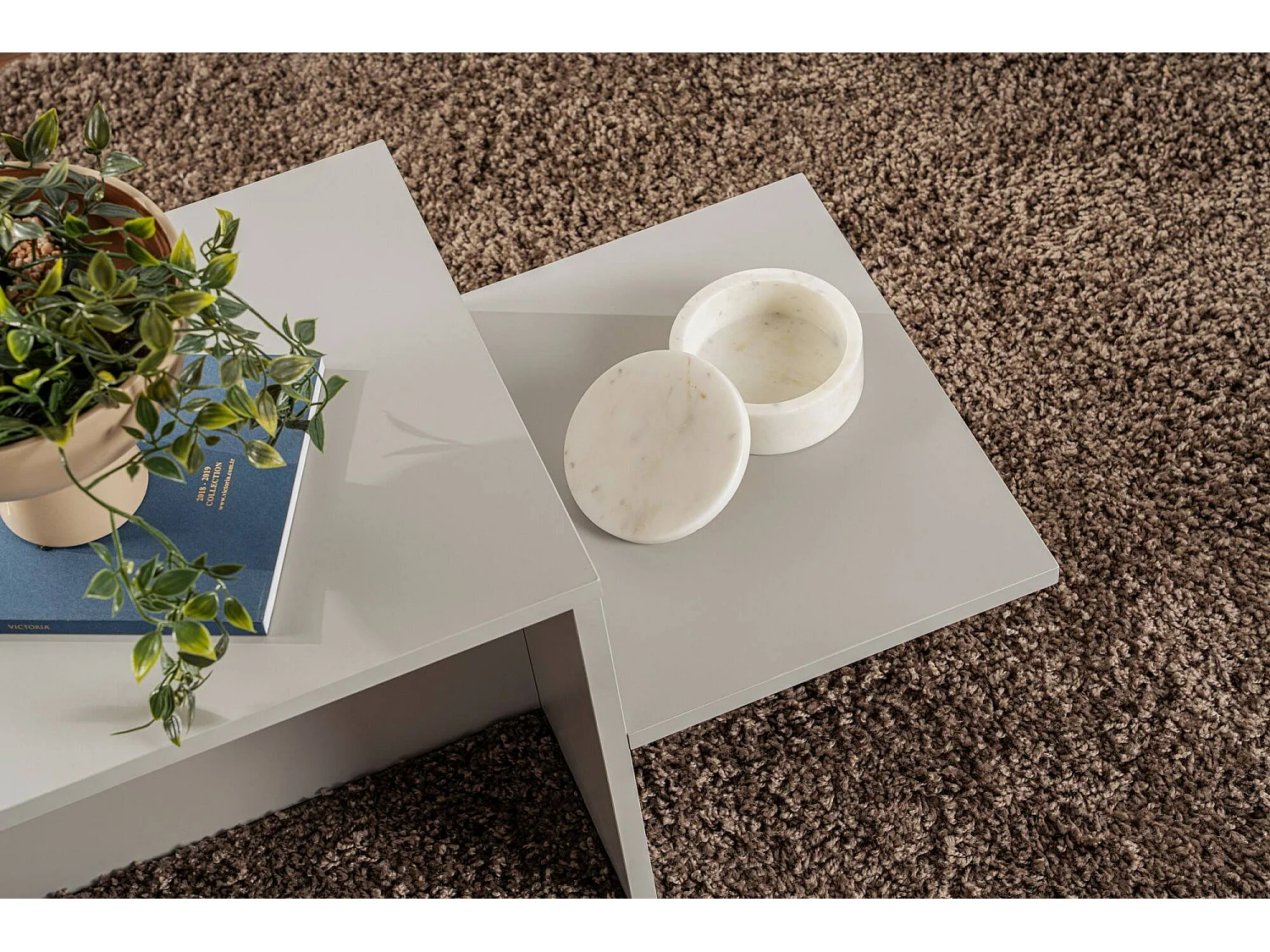 Salontafel Varian, tijdschriftenhouder, 80x40x40h cm grijs, rechthoekige vorm, blad van gemelamineerd hout