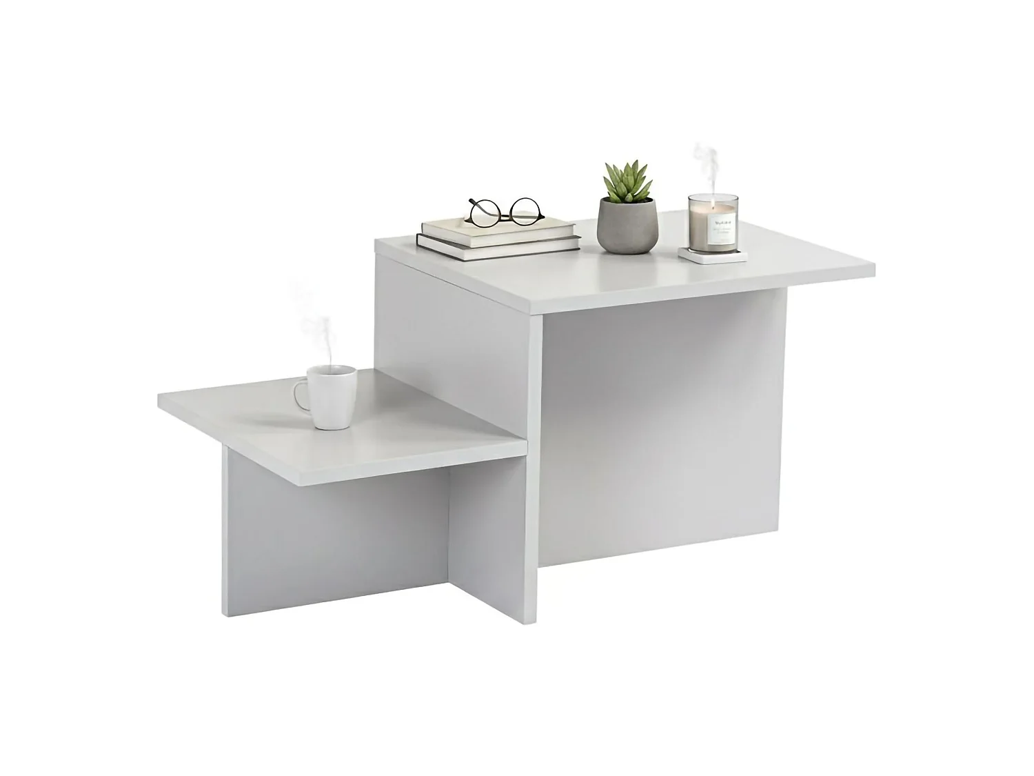 Salontafel Varian, tijdschriftenhouder, 80x40x40h cm grijs, rechthoekige vorm, blad van gemelamineerd hout