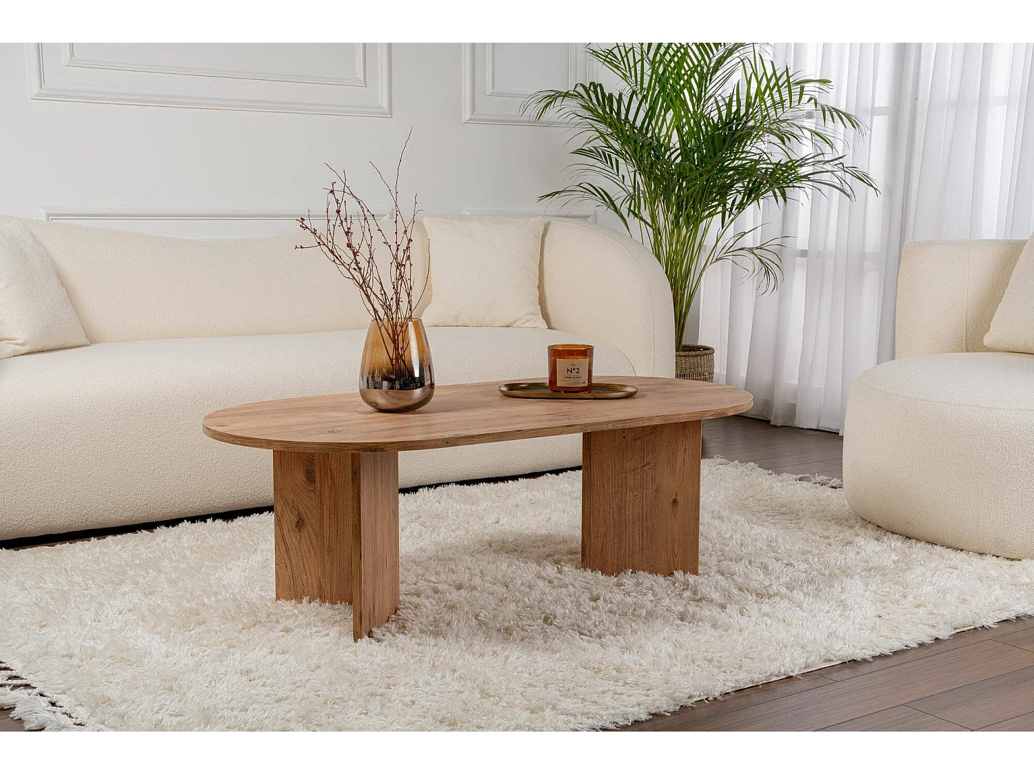 Salontafel Elain, rechthoekig, 119x60x40h cm, dennenbruin, massiefhouten blad, schapkleur bruin