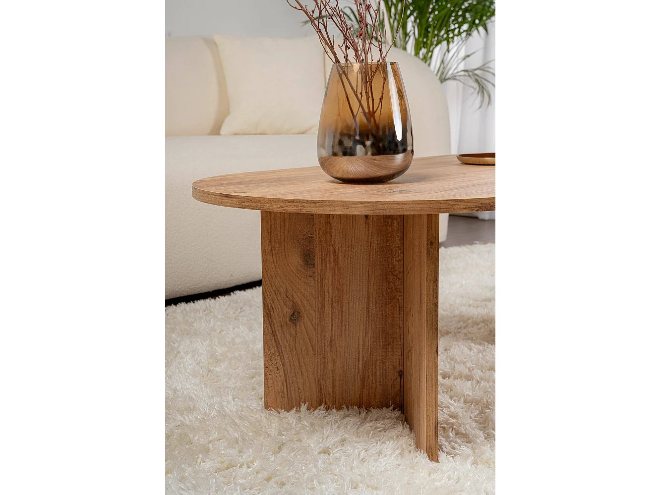 Salontafel Elain, rechthoekig, 119x60x40h cm, dennenbruin, massiefhouten blad, schapkleur bruin