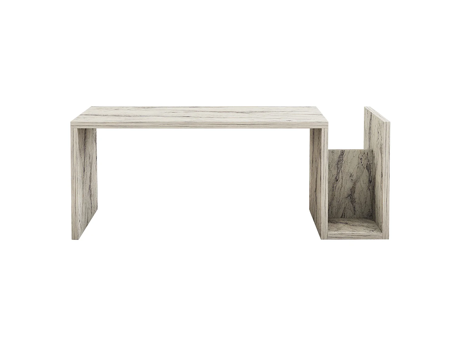 table basse\ de Salon Piuro, un Compartiment, 87x50x32h cm Blanc Marbre, Forme Rectangulaire, Plateau Effet Marbré