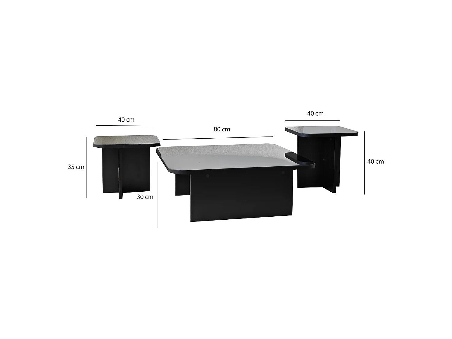 Tavolino da Salotto Pagliara, Effetto Lucido, 80x80x30h cm Nero, Forma Quadrato, Materiale Piano in Legno Nobilitato