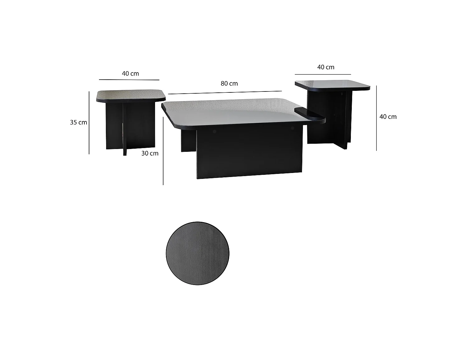 Tavolino da Salotto Pagliara, Effetto Lucido, 80x80x30h cm Nero, Forma Quadrato, Materiale Piano in Legno Nobilitato