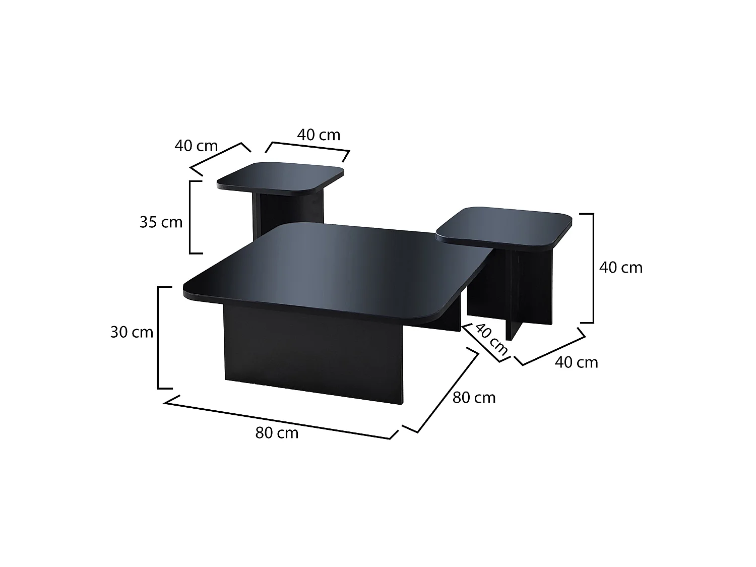 Tavolino da Salotto Pagliara, Effetto Lucido, 80x80x30h cm Nero, Forma Quadrato, Materiale Piano in Legno Nobilitato