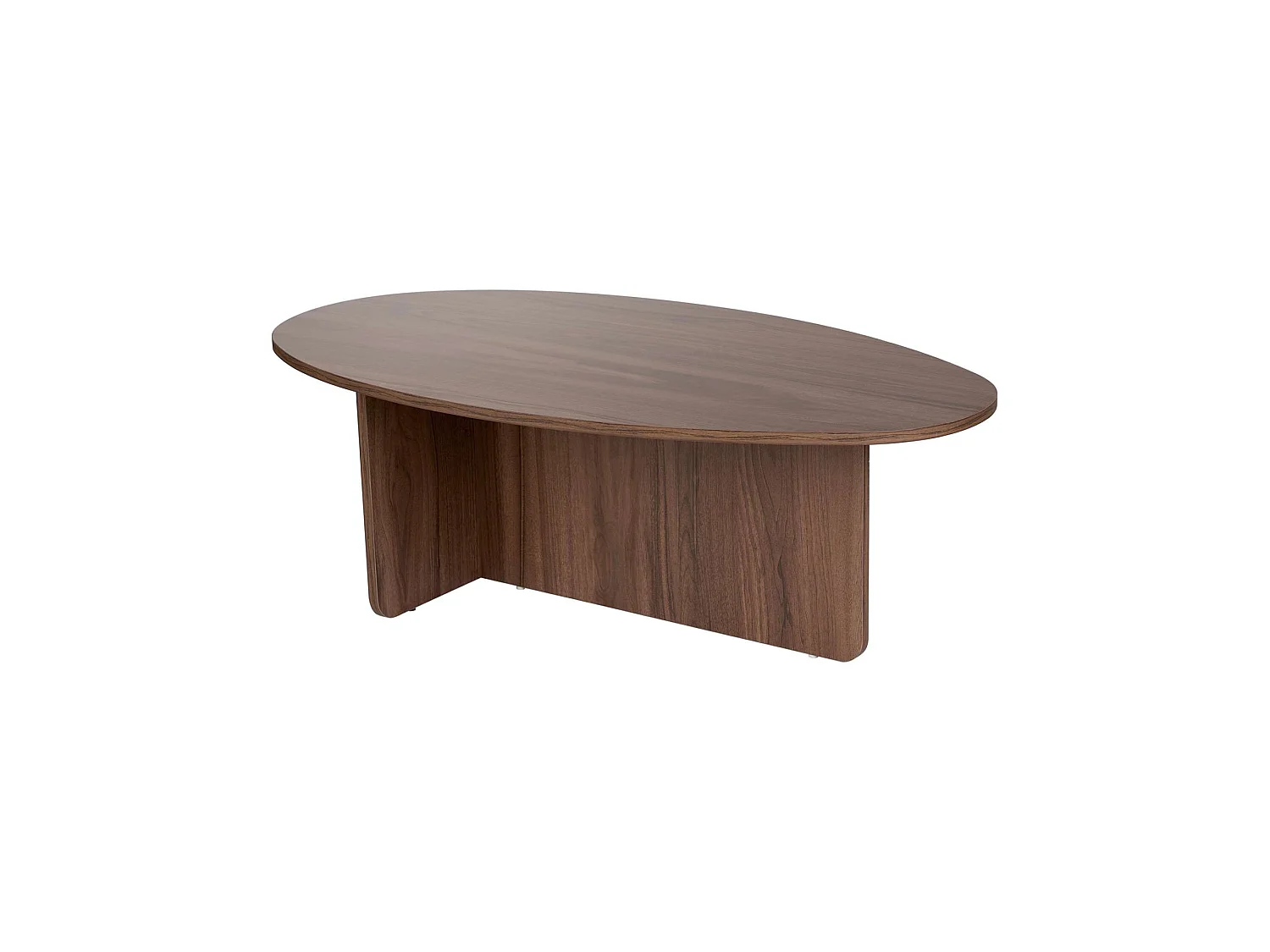 Couchtisch Parona, oval, 120x65x40h cm, Nussbaum, Tischplatte aus Holzwerkstoff, Regalfarbe Braun