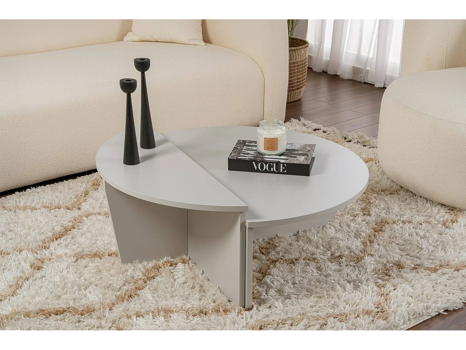 Salontafel Mansue, Max. draaggewicht 15 kg, 90x60x35h cm grijs, ovale vorm, blad van gemelamineerd hout
