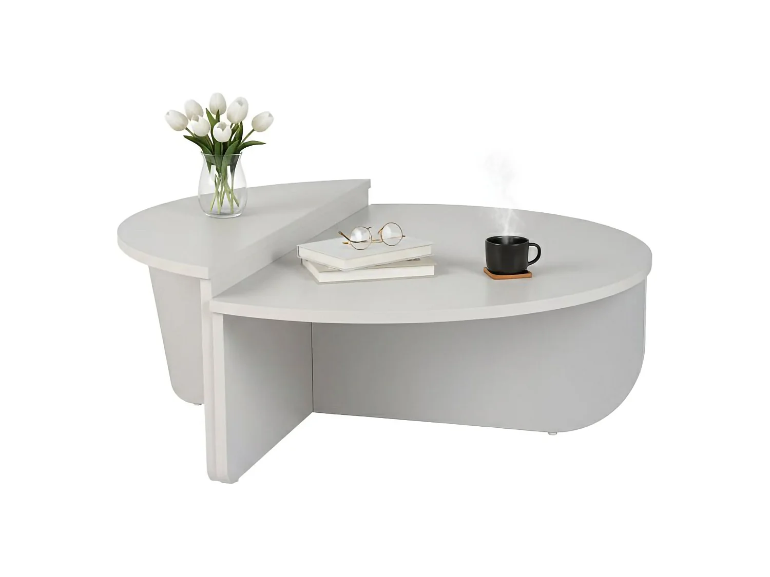 Salontafel Mansue, Max. draaggewicht 15 kg, 90x60x35h cm grijs, ovale vorm, blad van gemelamineerd hout