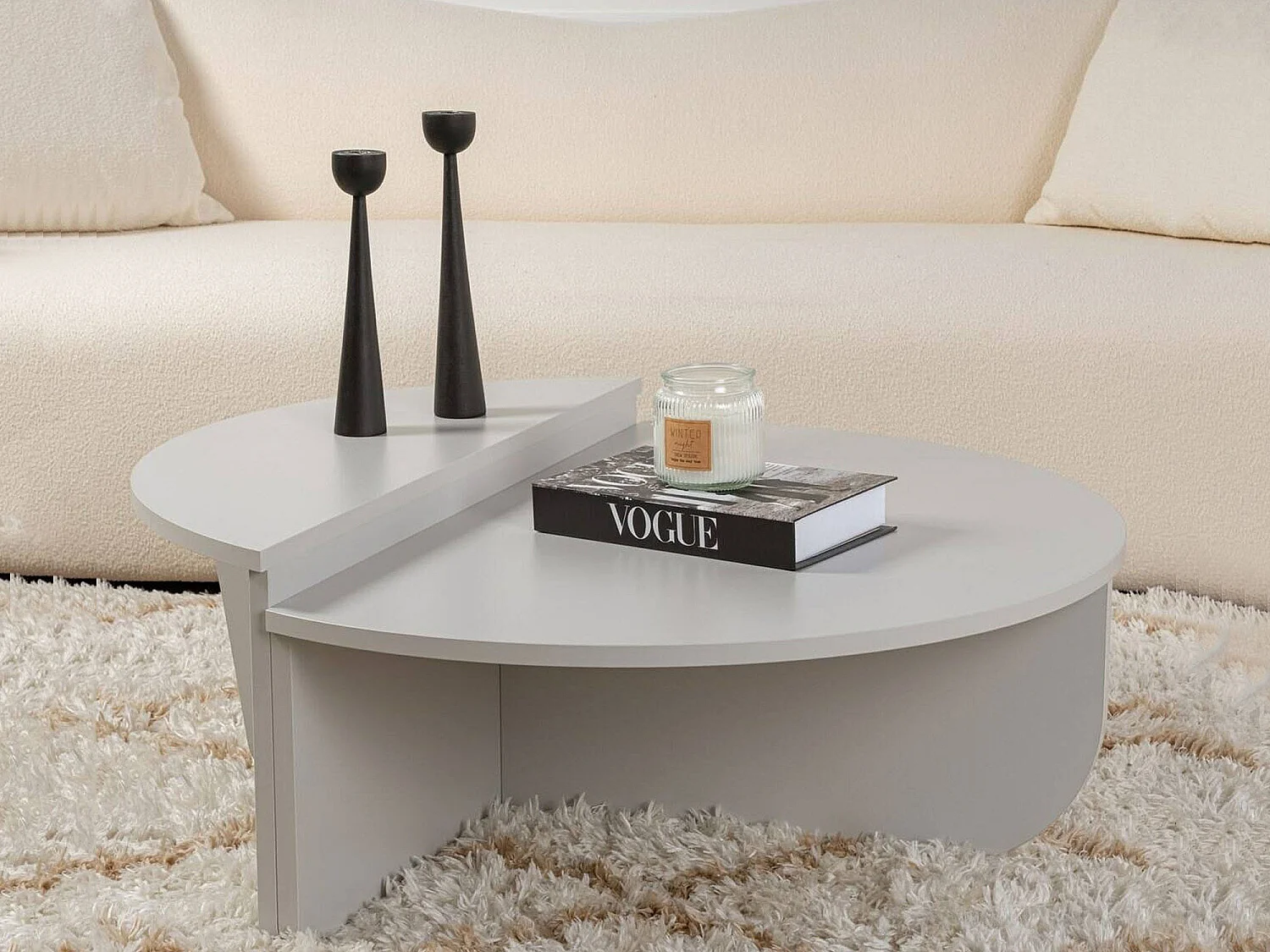 Salontafel Mansue, Max. draaggewicht 15 kg, 90x60x35h cm grijs, ovale vorm, blad van gemelamineerd hout