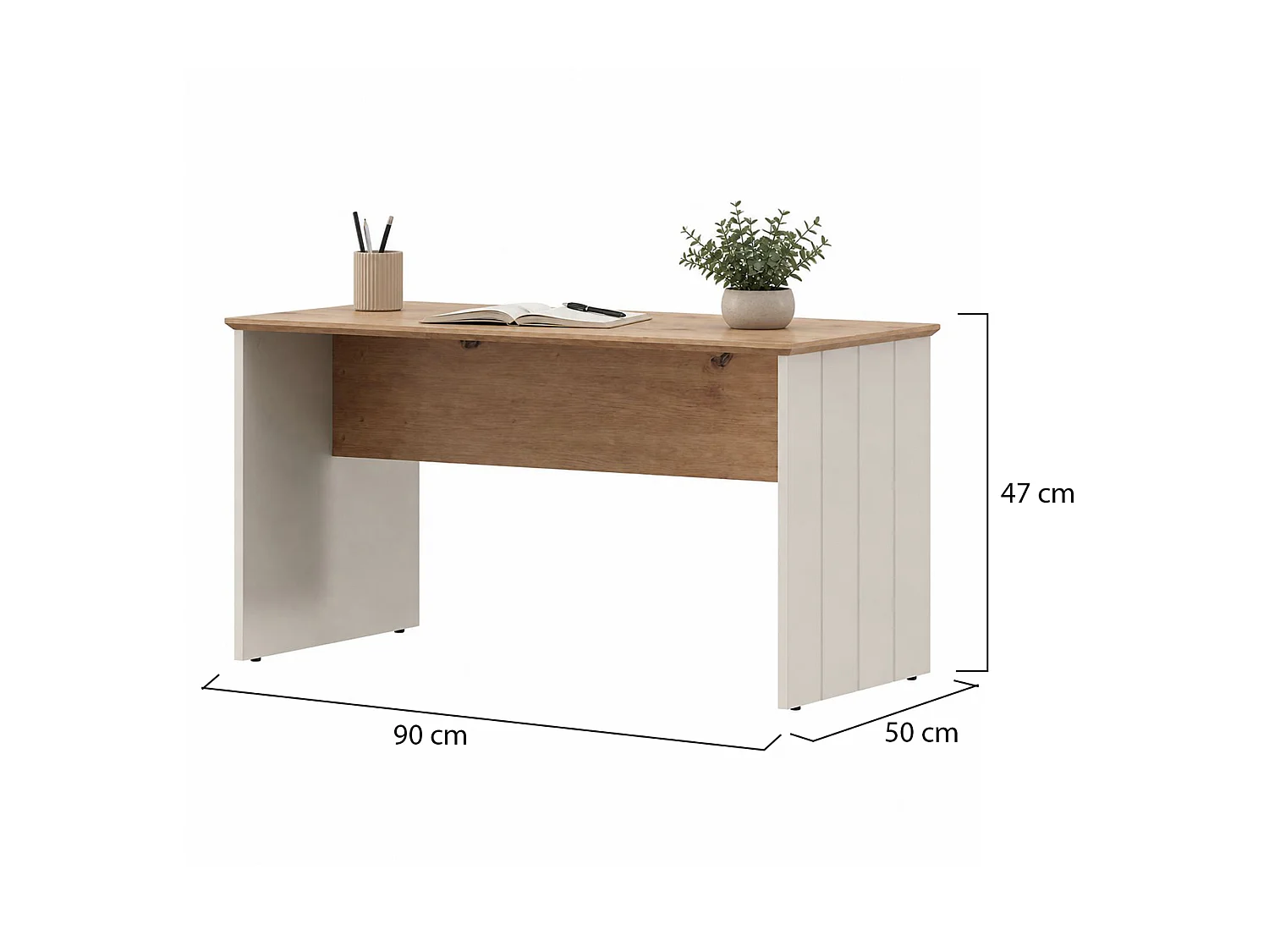 Tavolino da Salotto Pecor, Forma Rettangolare, 90x50x47h cm Marrone Rovere Nodi, Colore Ripiano Marrone, Colore Struttura Bianco