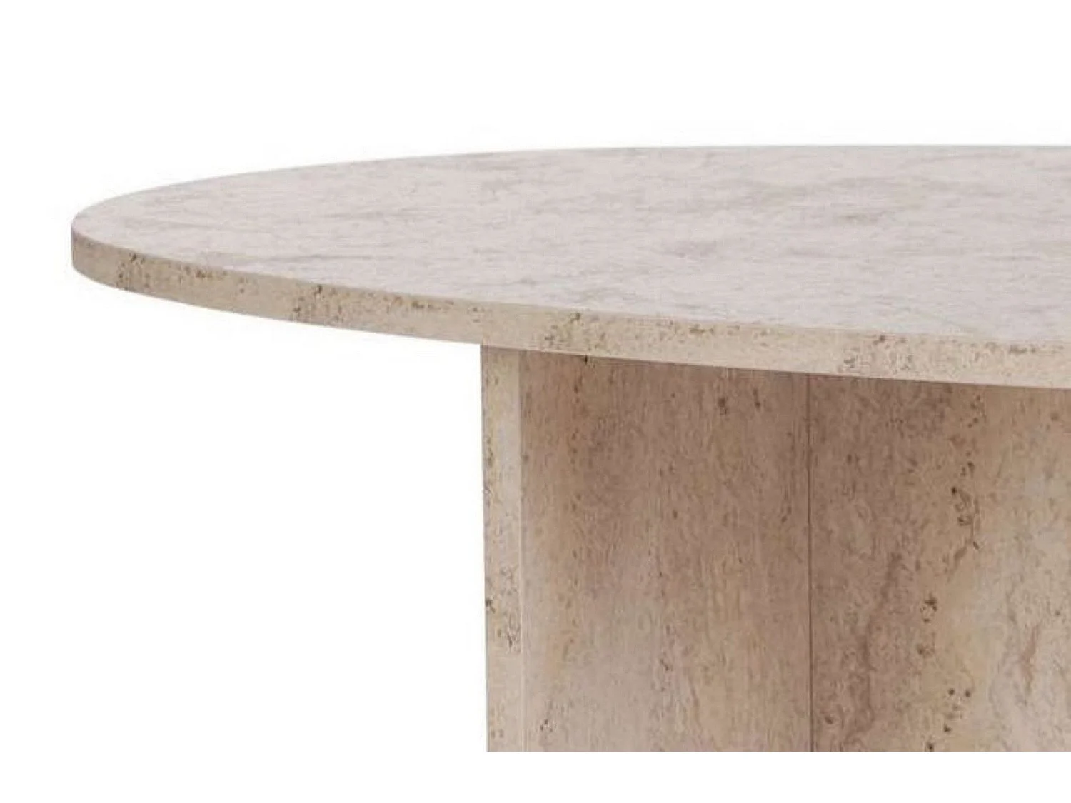 Wohnzimmertisch Parona, Oval, 120x65x40h cm, Weißer Marmor-Look, Hochwertige Holzplatte, Ablage Weiß