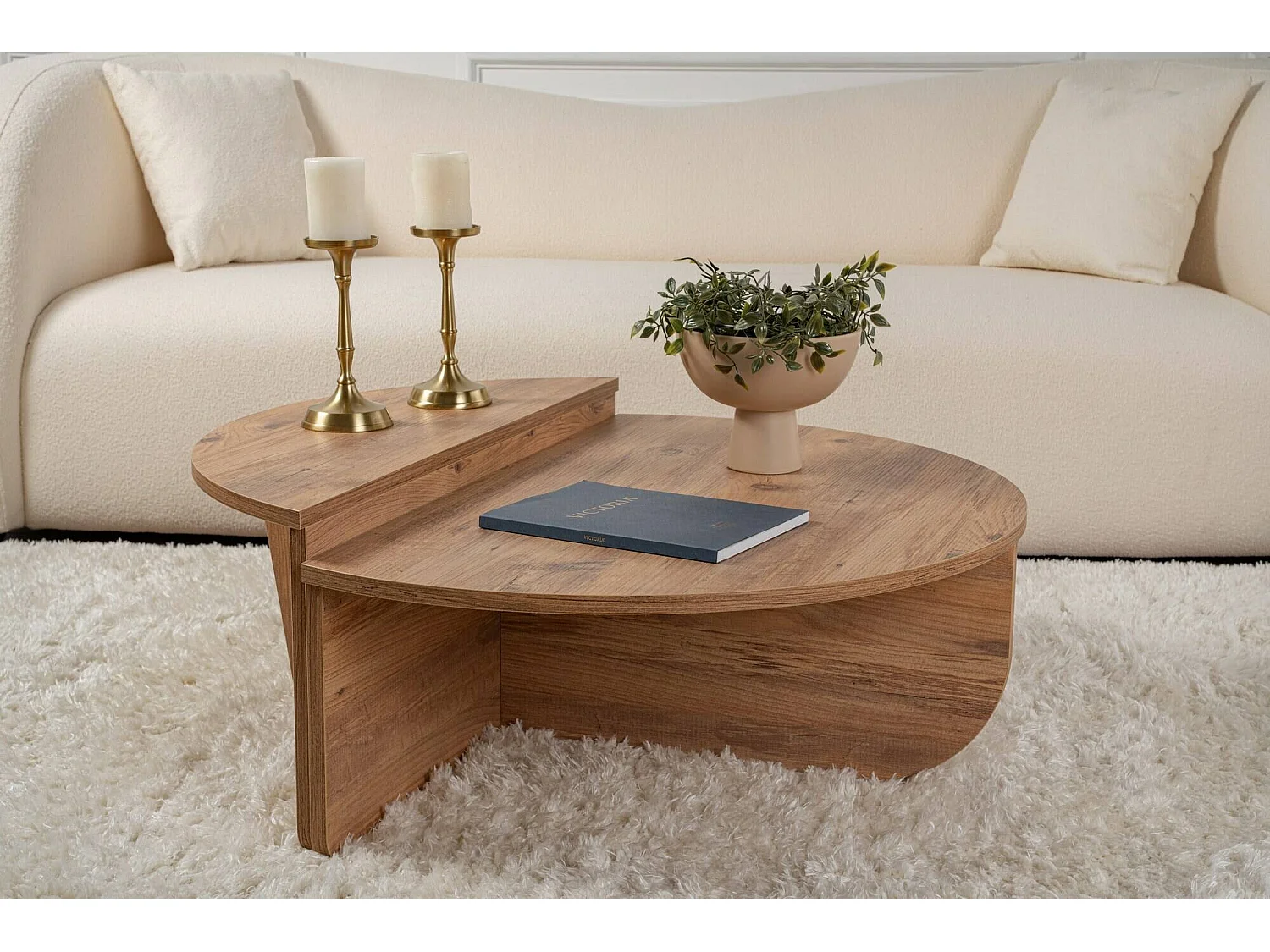 Salontafel Mansue, Max. draaggewicht 15 kg, 90x60x35h cm dennenbruin, rechthoekig, kleurverloop dennenblad