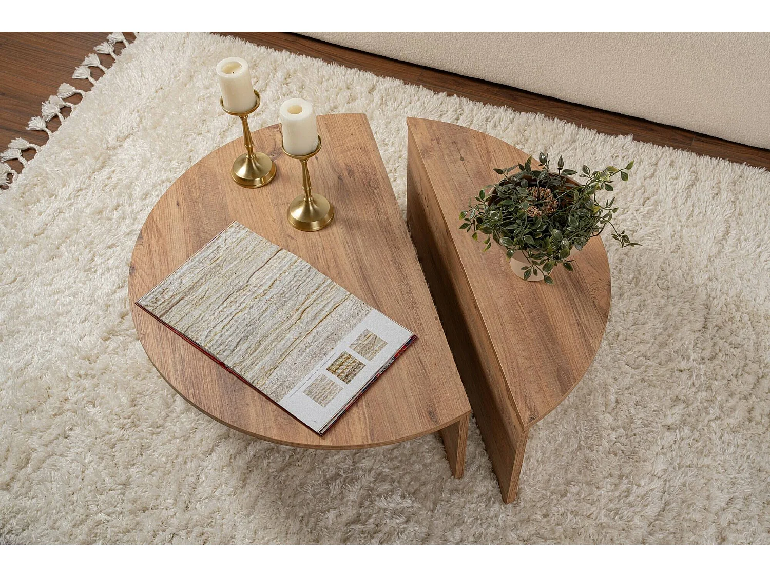 Salontafel Mansue, Max. draaggewicht 15 kg, 90x60x35h cm dennenbruin, rechthoekig, kleurverloop dennenblad