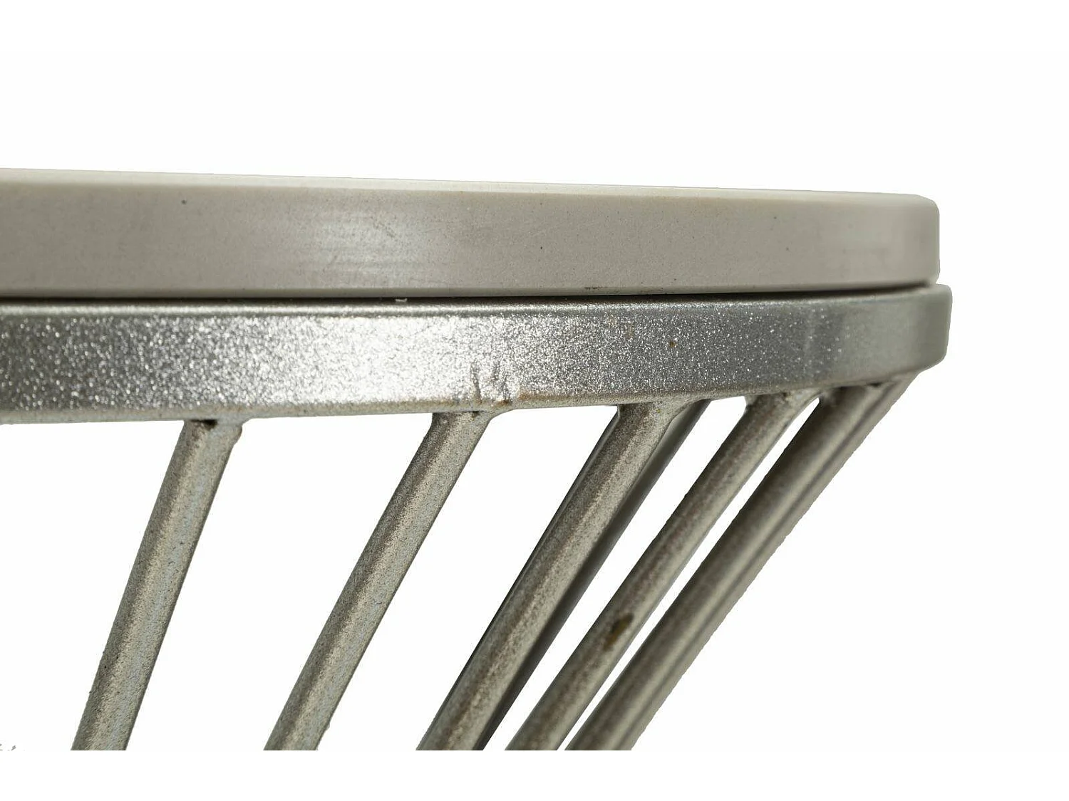 Salontafeltje Merli, gevlochten structuur, 50x50x100h cm zilver, ronde vorm, marmeren blad