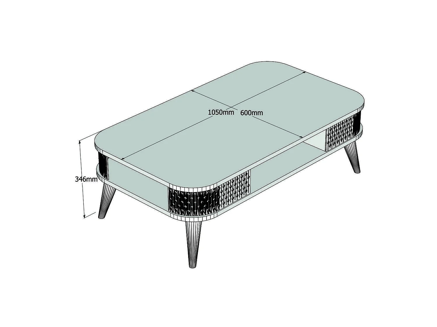 Table basse Médicina, un compartiment, 60x105x34,6h cm Blanc Crème