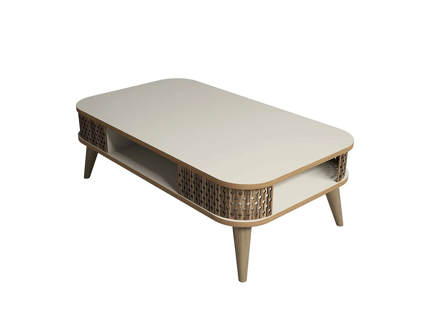 Table basse Médicina, un compartiment, 60x105x34,6h cm Blanc Crème