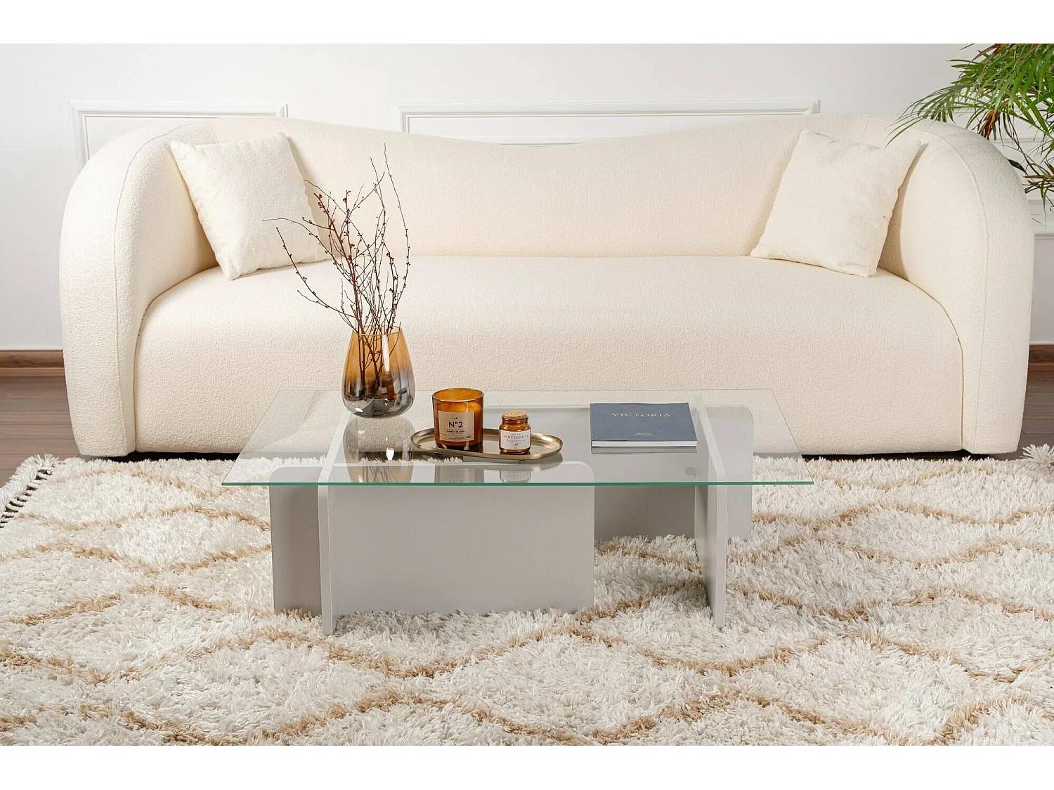 Table basse Kallias, porte-revues, 65x105x30h cm Gris