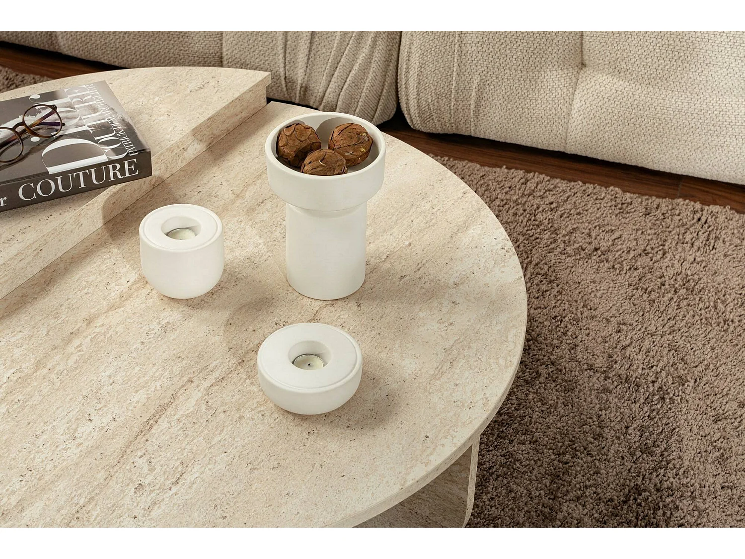Salontafel Feyre, Max. draagvermogen 15 kg, 90x60x35h cm beige, rechthoekige vorm, framekleur wit
