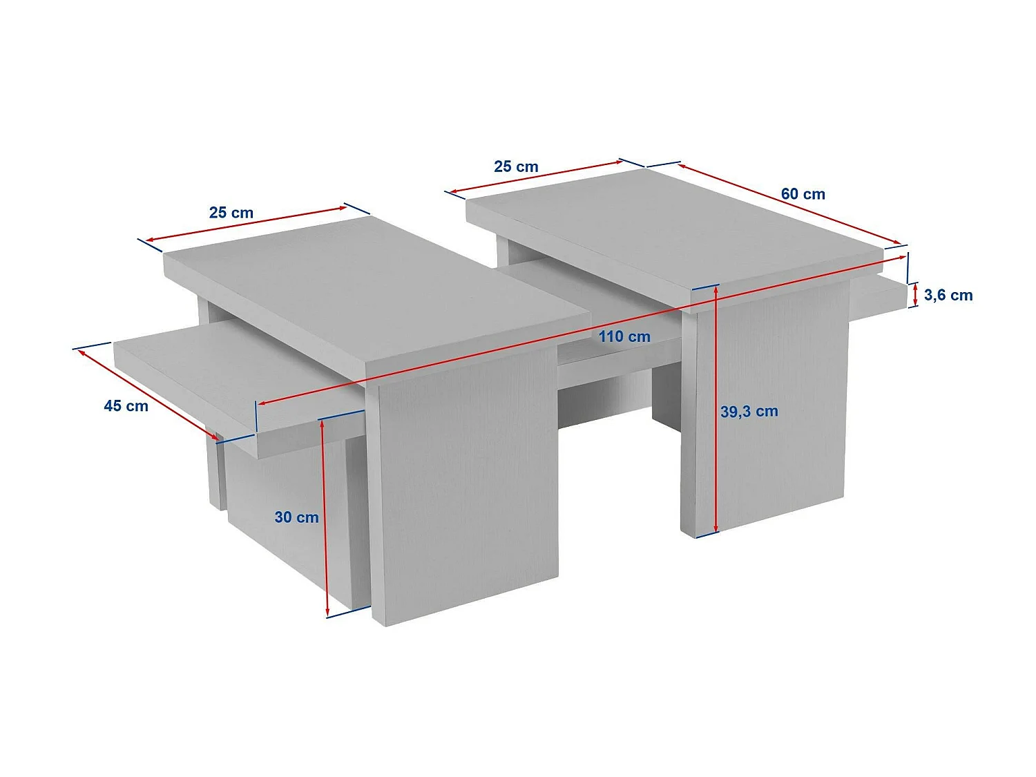 Tavolino da Salotto Amarantha, Forma Rettangolare, 45x110x41.5h cm Nero
