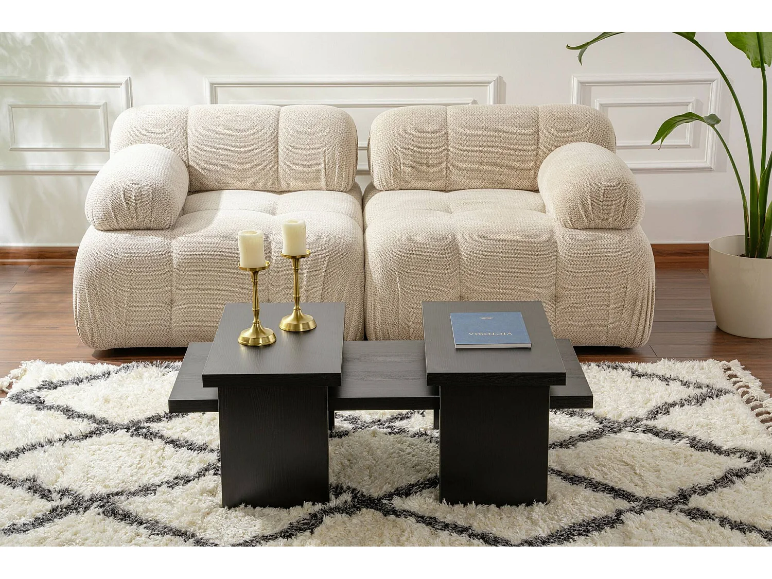 Tavolino da Salotto Amarantha, Forma Rettangolare, 45x110x41.5h cm Nero