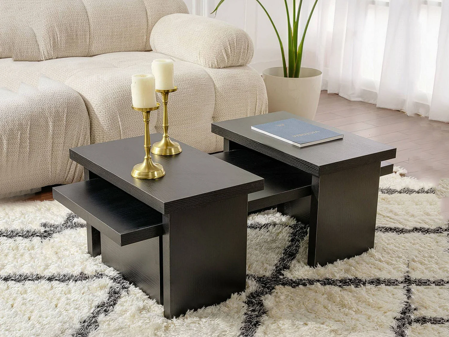 Tavolino da Salotto Amarantha, Forma Rettangolare, 45x110x41.5h cm Nero