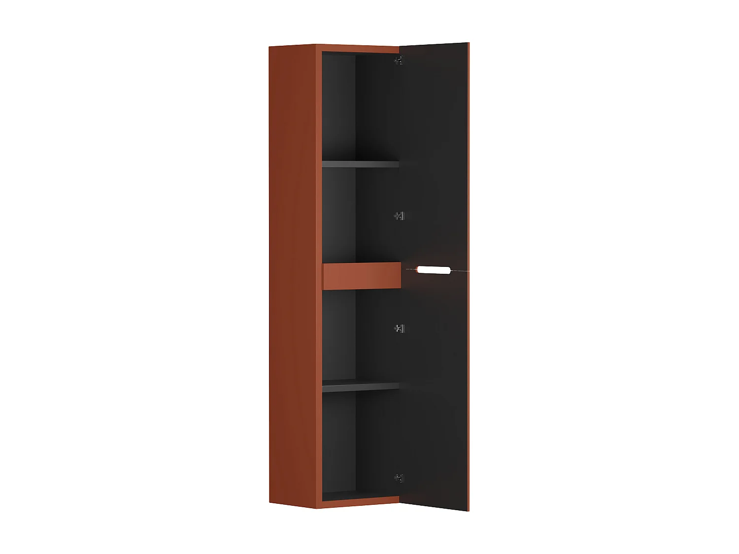 Meuble de salle de bain suspendu avec vasque à encastrer et colonne - Strié terracotta - 80 cm - PAVANI