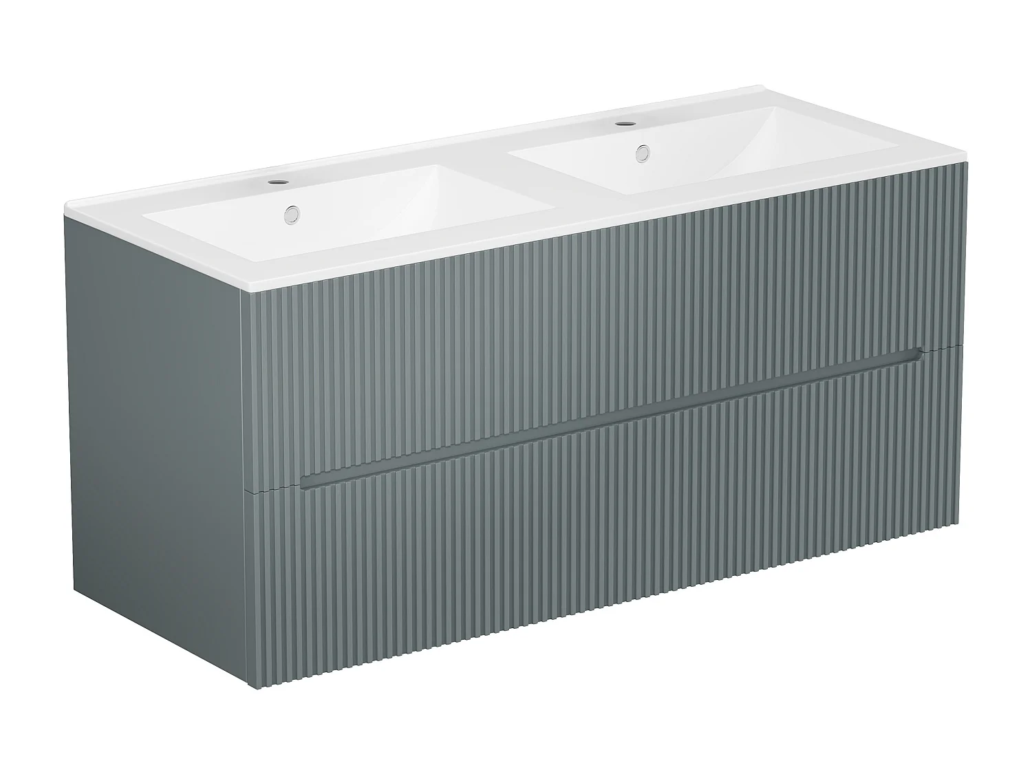 [OLD VERSION]Zwevend wastafelmeubel met inbouwwastafel - Geribbeld grijs - 120 cm - PAVANI