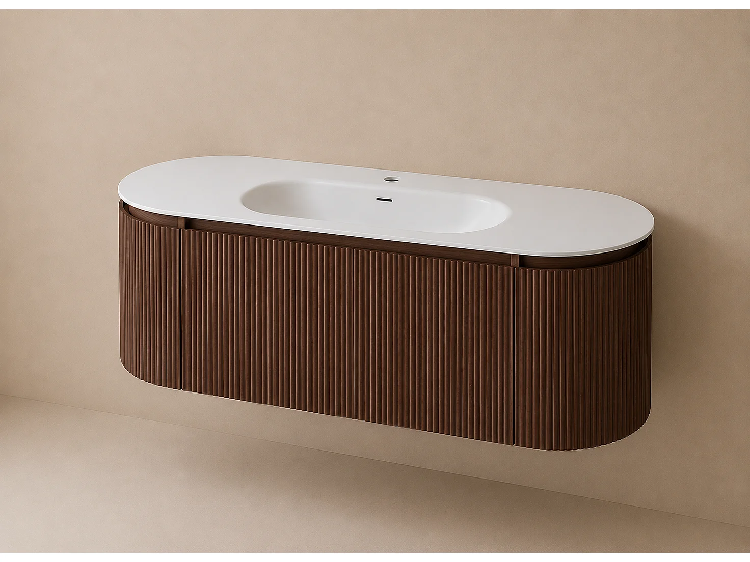 Limpido Design Base 120 cm  Legno Noce Lavabo Specchio retro illuminato