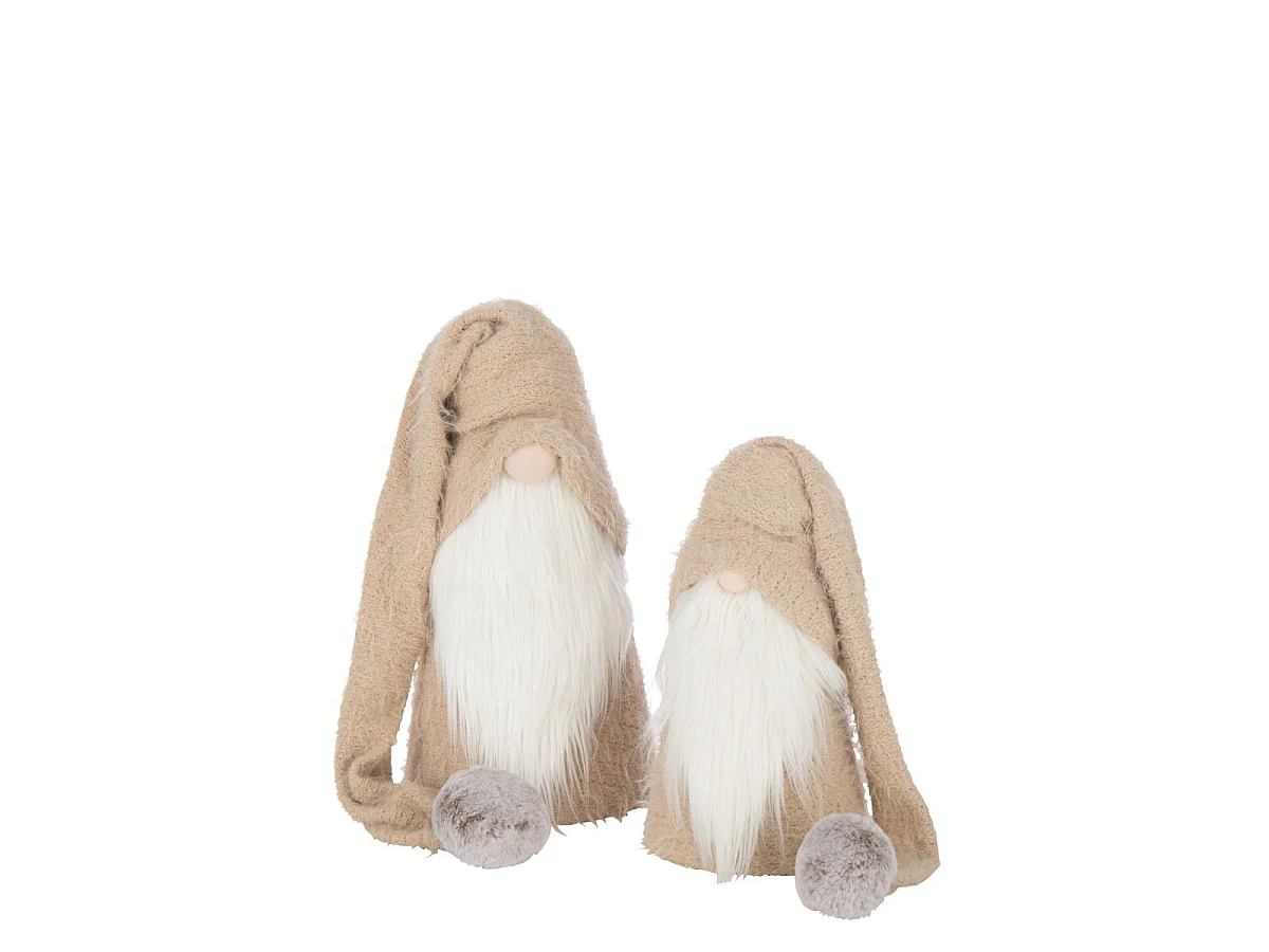 Père-Noël Gnome Déco "Hiver" 44cm Beige