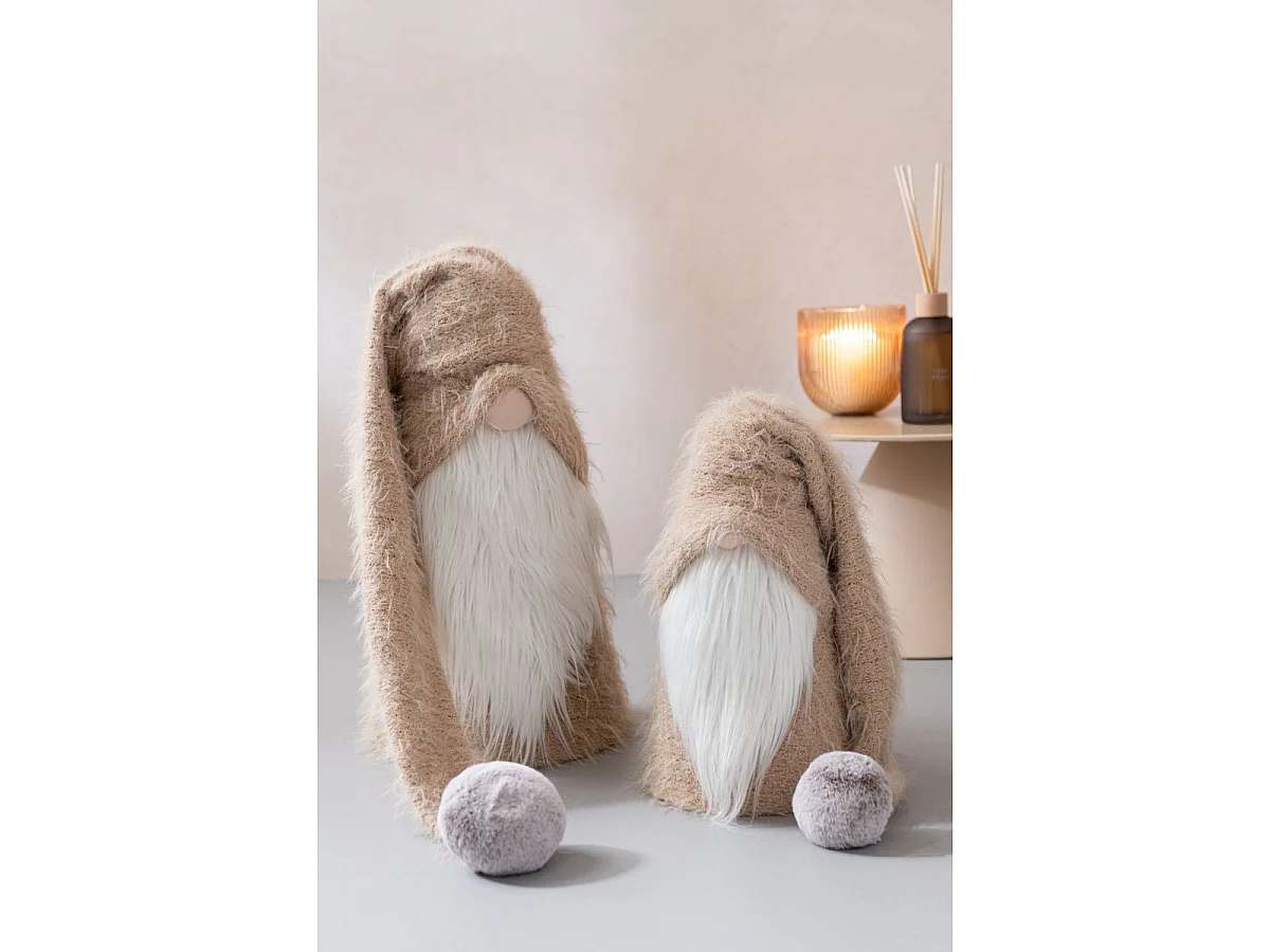 Père-Noël Gnome Déco "Hiver" 44cm Beige