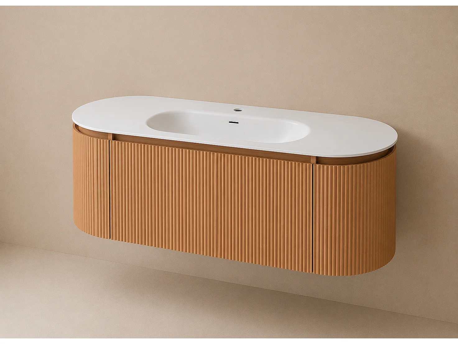Limpido Design Base 120 cm Legno Rovere  Lavabo Specchio retro illuminato
