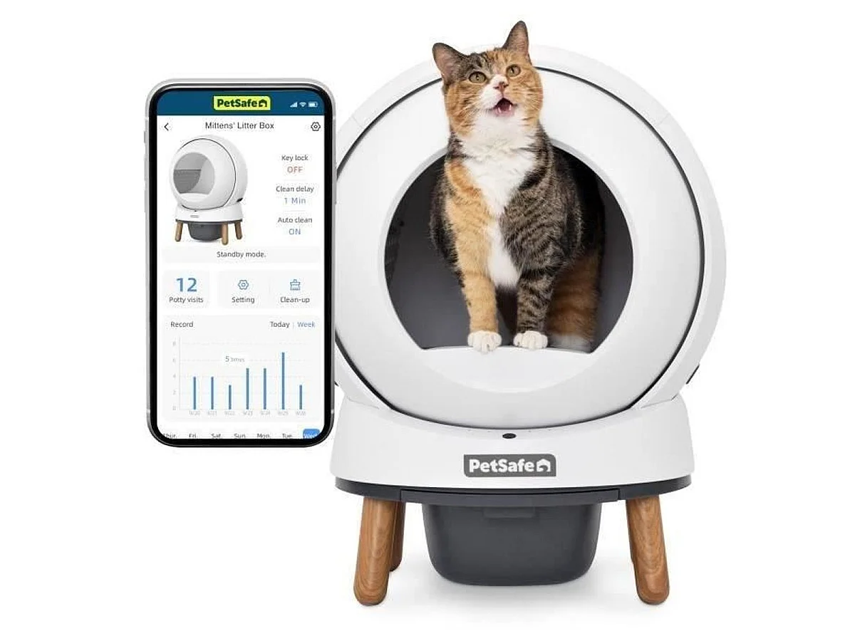 PETSAFE SmartSpin - Litière autonettoyante connectée pour chats, blanche