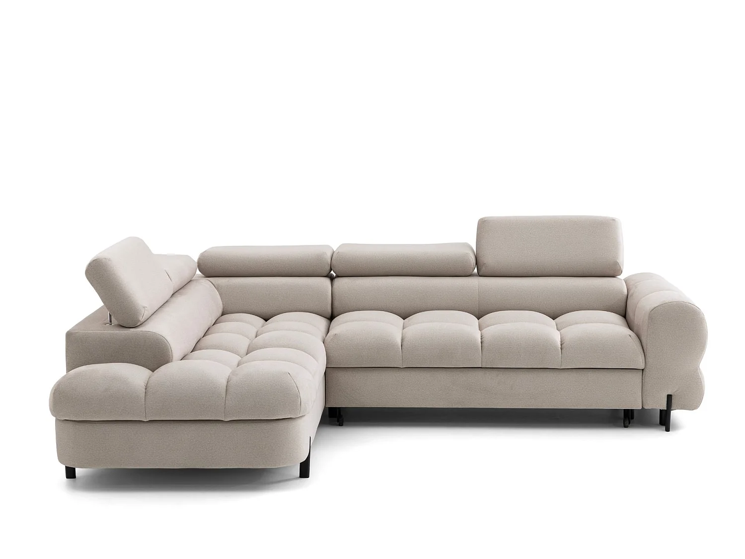 Canapé d'angle BOWL L Gauche avec fonction couchage 125x195 Velours Creme