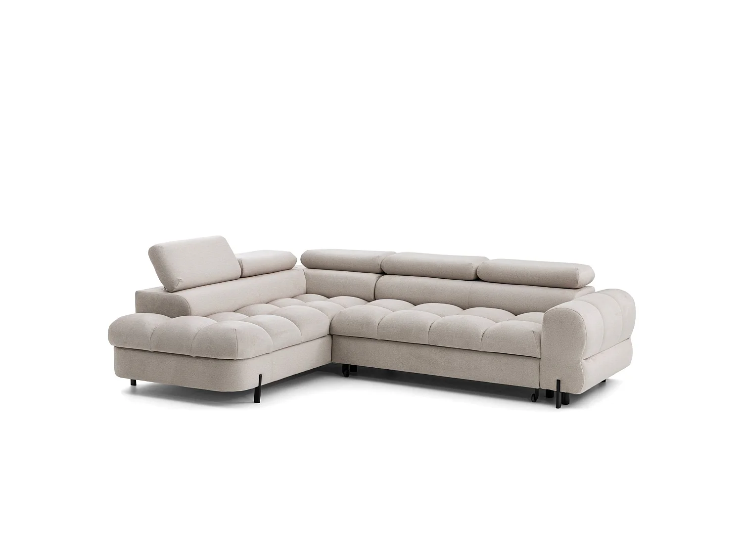 Canapé d'angle BOWL L Gauche avec fonction couchage 125x195 Velours Creme